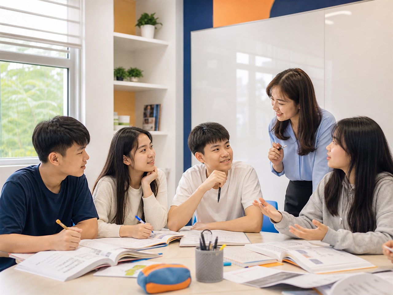 Học viên trong lớp luyện thi học thuật